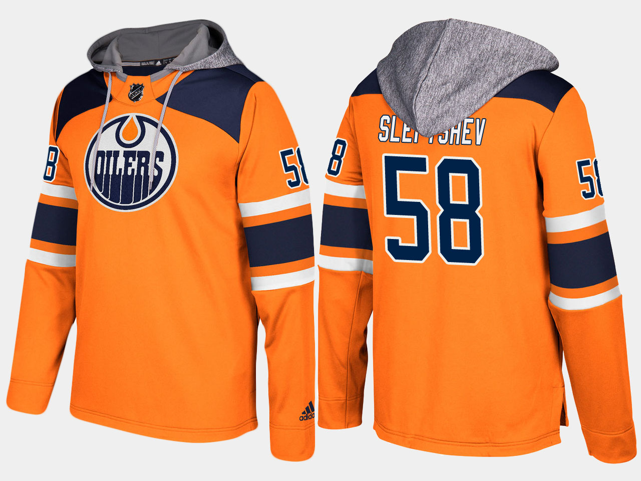 Men NHL Edmonton oilers 58 anton slepyshev orange hoodie